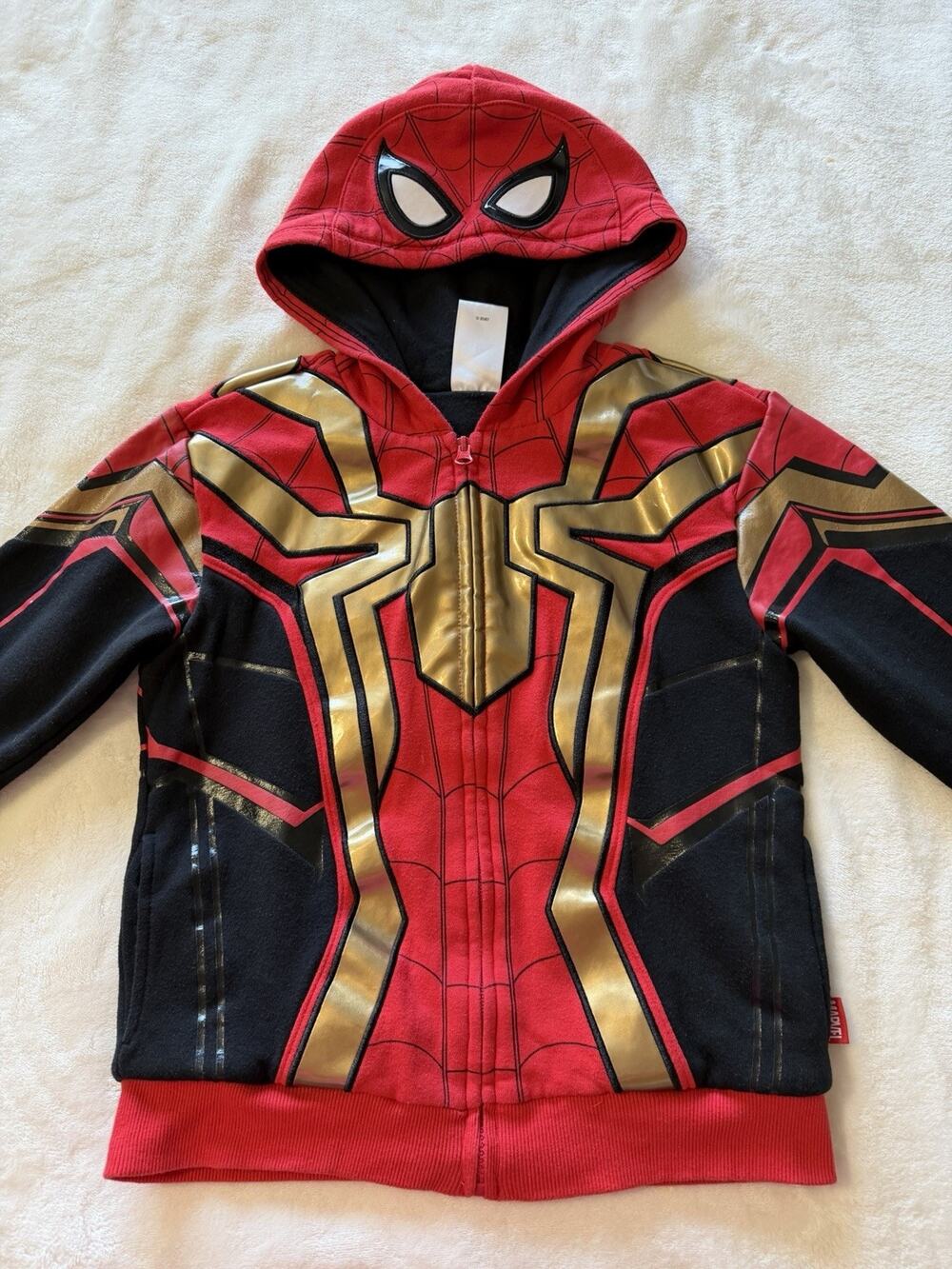 Disney Store Size 7/8 Boy Spiderman Costume Jacket Zip Up Sweatshirt Marvel